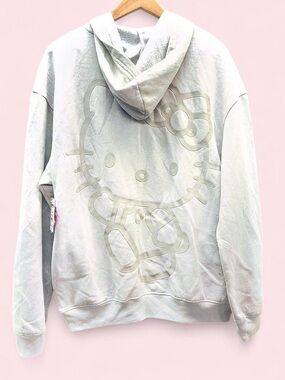 Hello Kitty Off White Embossed Logo Hoodie